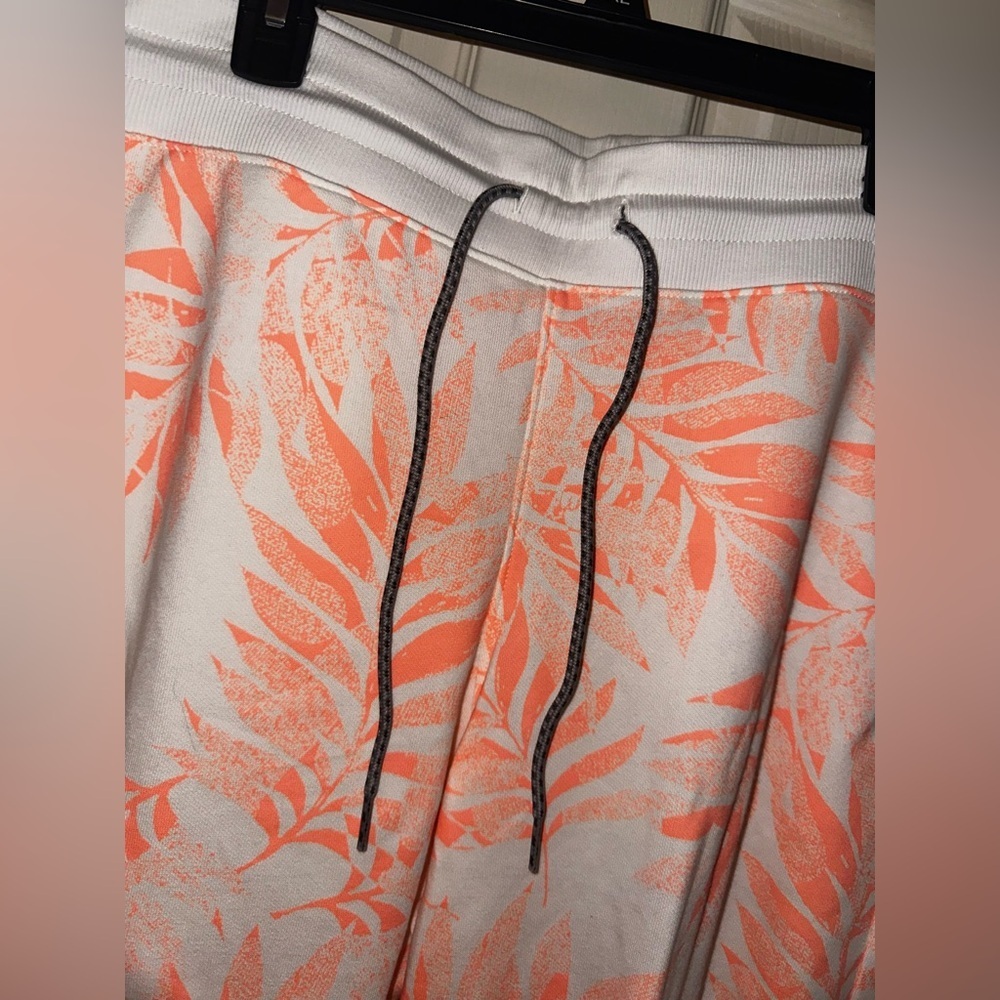 NWT Columbia PFG women’s neon Orange and White Leaf Print Drawstring Pants XL - Picture 4 of 9